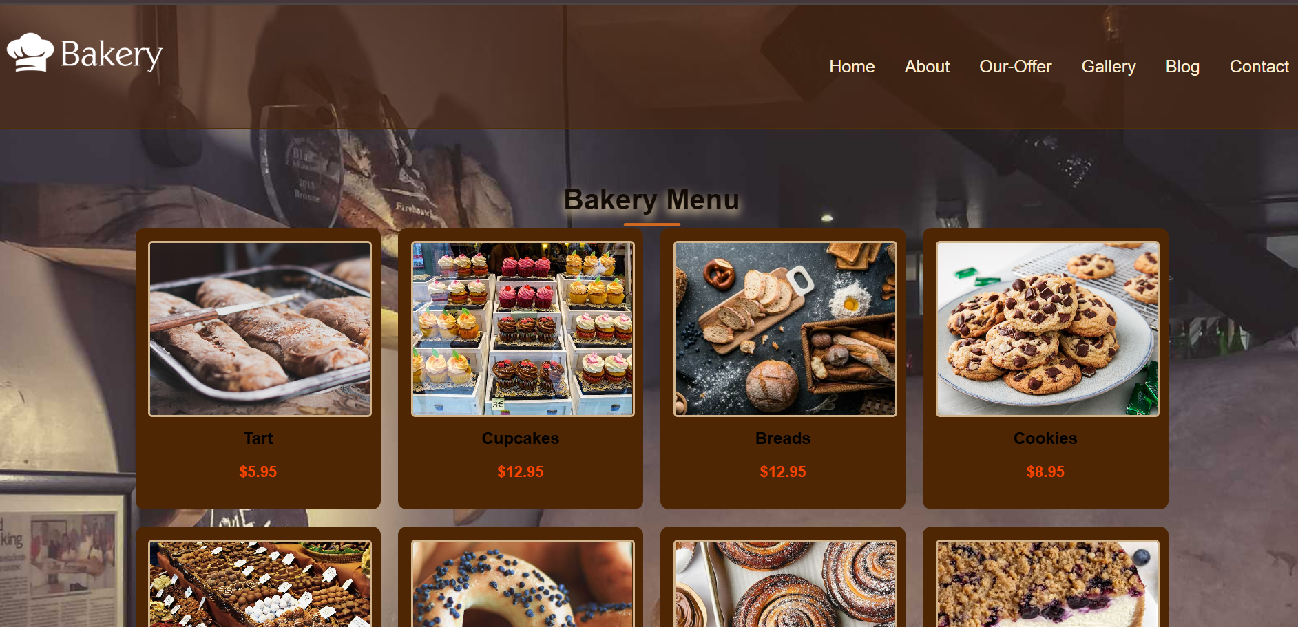 Family Bakery Website Screenshot